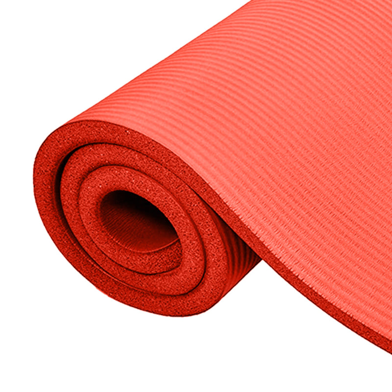 Load image into Gallery viewer, BalanceFrom Fitness GoCloud 1&quot; Extra Thick Exercise Mat w/Carrying Strap, Red
