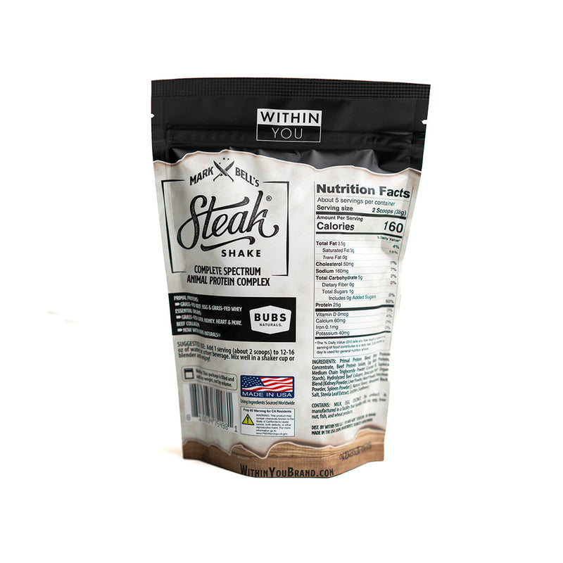 Load image into Gallery viewer, 5 Serving Travel Size - Mark Bell&#39;s Steak Shake® - Complete Spectrum Animal Protein Powder Complex
