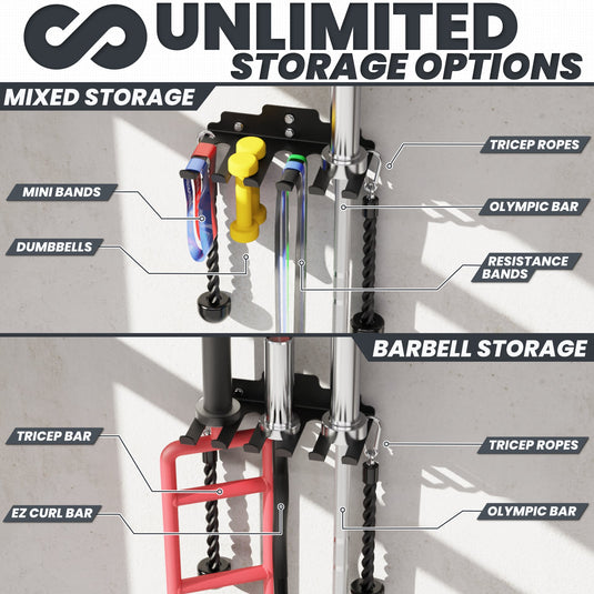 Synergee - Wall Mounted Barbell and Accessory Hanger