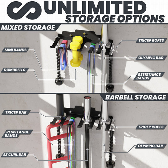 Synergee - Wall Mounted Barbell and Accessory Hanger