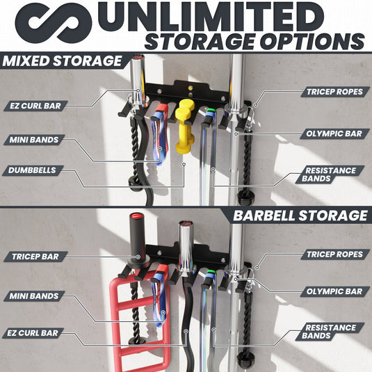 Synergee - Wall Mounted Barbell and Accessory Hanger