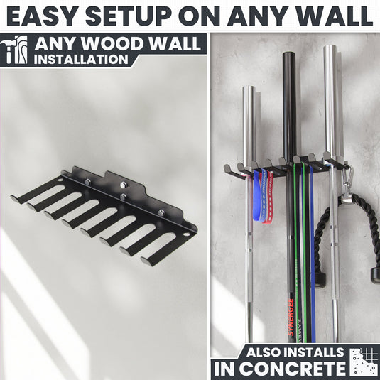 Synergee - Wall Mounted Barbell and Accessory Hanger
