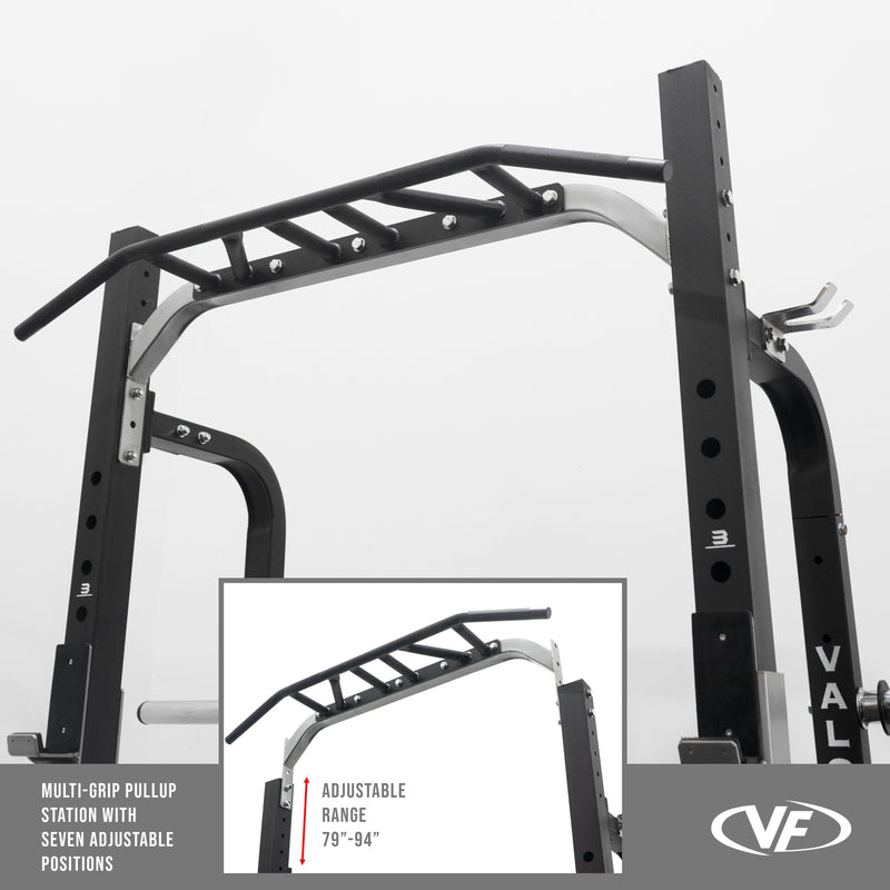 Load image into Gallery viewer, Valor Fitness - 3x3 Half Rack w/ Multi Grip Pullup Bar and Plate Storage
