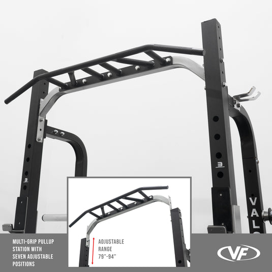 Valor Fitness - 3x3 Half Rack w/ Multi Grip Pullup Bar and Plate Storage