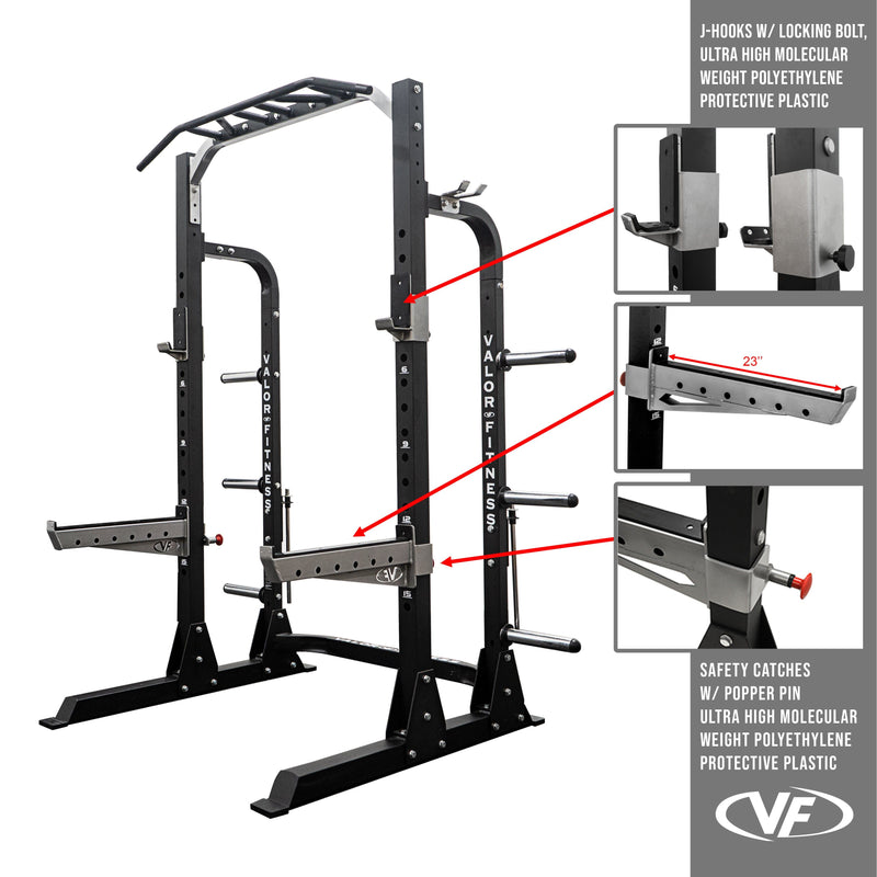 Load image into Gallery viewer, Valor Fitness - 3x3 Half Rack w/ Multi Grip Pullup Bar and Plate Storage
