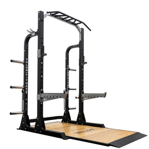 Valor Fitness - 3x3 Half Rack w/ Platform, Multi Grip Bar, and Plate Storage