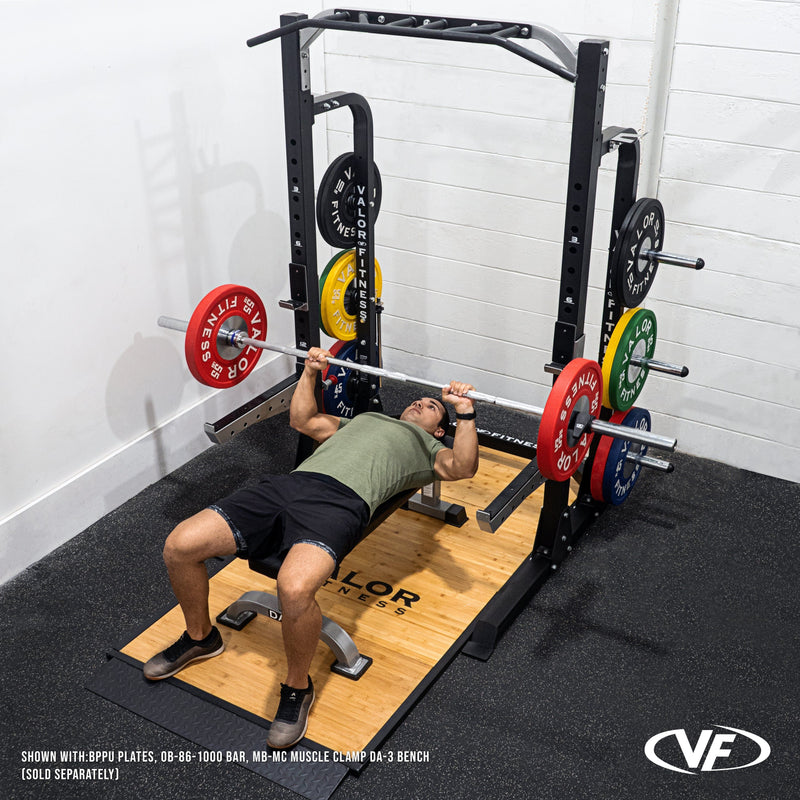 Load image into Gallery viewer, Valor Fitness - 3x3 Half Rack w/ Platform, Multi Grip Bar, and Plate Storage
