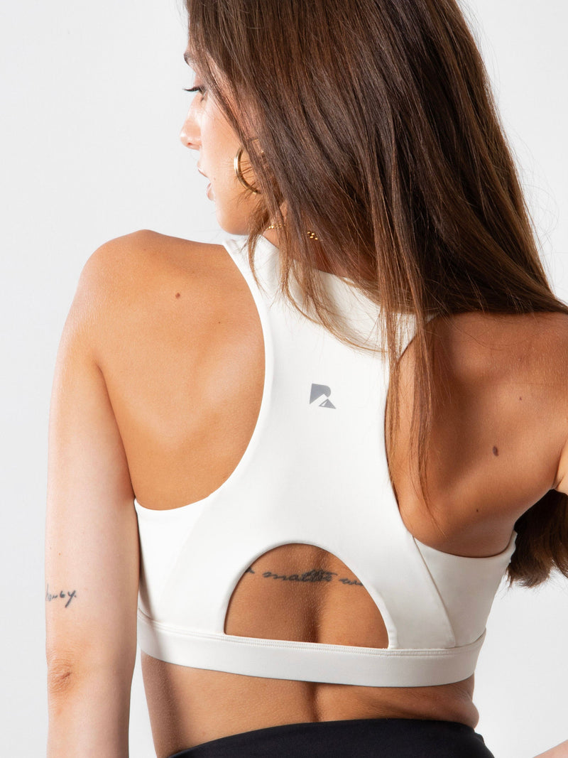 Load image into Gallery viewer, Runner's Athletics - Women's Heart Neckline Sports Bra - Beige | LuxeForm Medium Support
