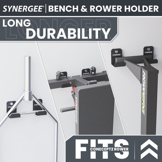 Synergee - Weight Bench or Rower Wall Storage Rack (Small)