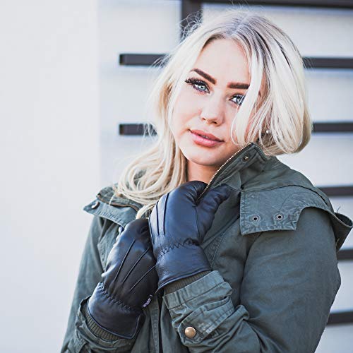 MRX - Ladies Warm Winter Dress and Work Gloves, Thermal Lining, Genuine Black Leather