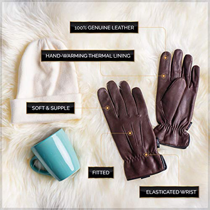 Load image into Gallery viewer, MRX - Women's Warm Winter Dress and Work Gloves, Thermal Lining, Genuine Brown Leather
