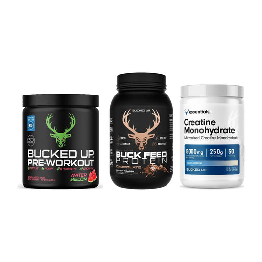 Bucked Up Complete Training Stack: Pre-Workout, Buck Feed Original Protein and Creatine Monohydrate