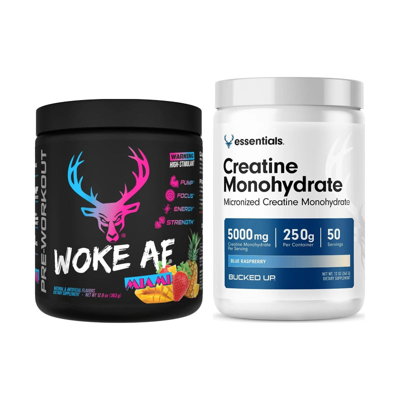 Load image into Gallery viewer, Bucked Up Woke AF Strength Stack: Woke AF Pre-Workout and Creatine Monohydrate