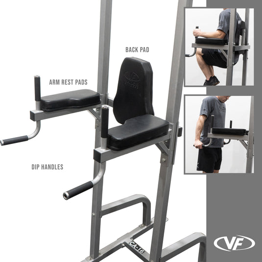 Valor Fitness - Leg Raise Captain's Chair with Dip and Push Up Station