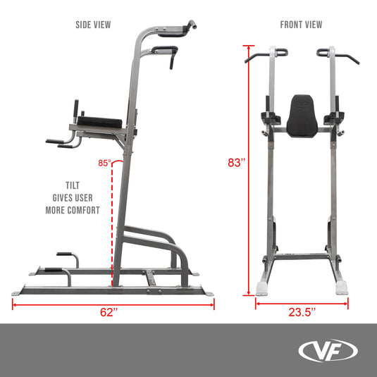 Valor Fitness - Leg Raise Captain's Chair with Dip and Push Up Station