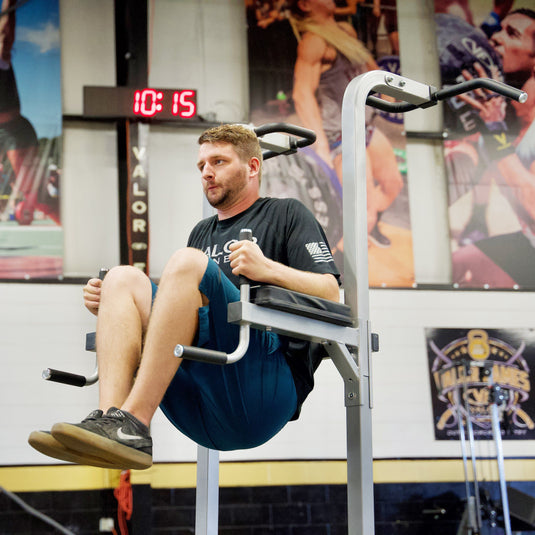 Valor Fitness - Leg Raise Captain's Chair with Dip and Push Up Station
