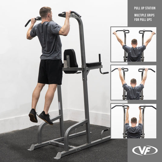 Valor Fitness - Leg Raise Captain's Chair with Dip and Push Up Station