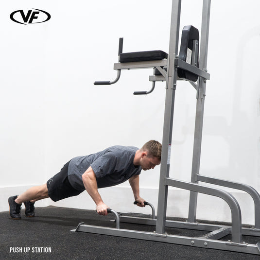 Valor Fitness - Leg Raise Captain's Chair with Dip and Push Up Station