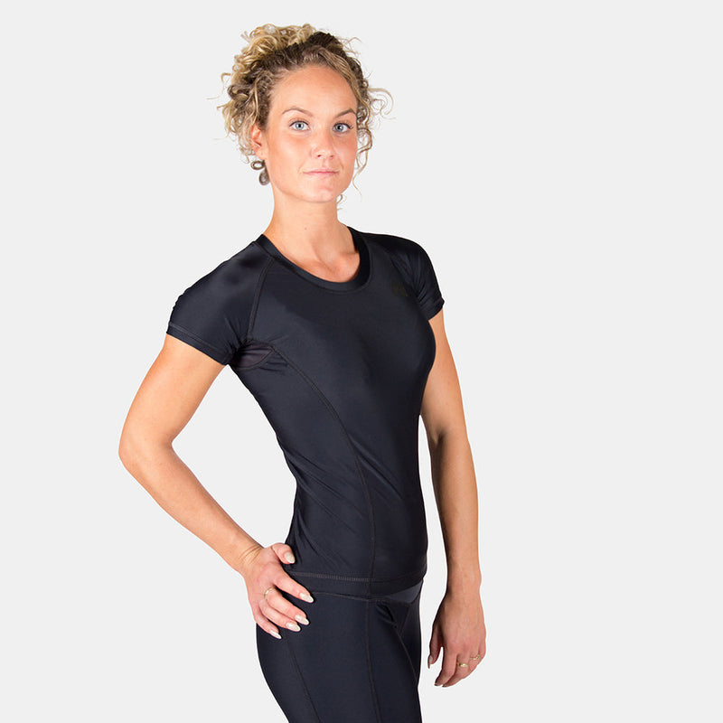 Load image into Gallery viewer, Carlin Compression Short Sleeve Top - Black/Black
