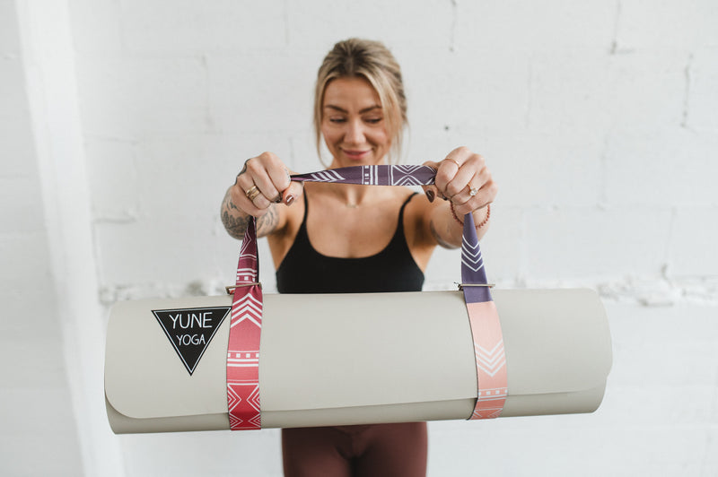 Load image into Gallery viewer, Yune Yoga - Yoga Strap | Stretching Strap | Metal Buckles | Pink | Yune Yoga | The Cassady
