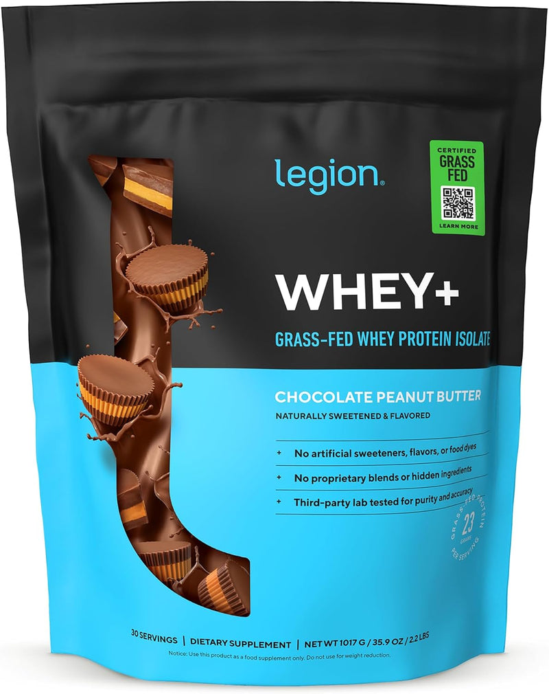 Load image into Gallery viewer, Legion Athletics - Whey+ Grass-Fed Whey Protein Isolate - Chocolate Peanut Butter (30 Servings)
