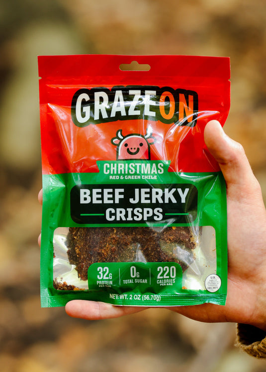 GrazeOn - Christmas Red + Green Chile Beef Crisps (2 oz)