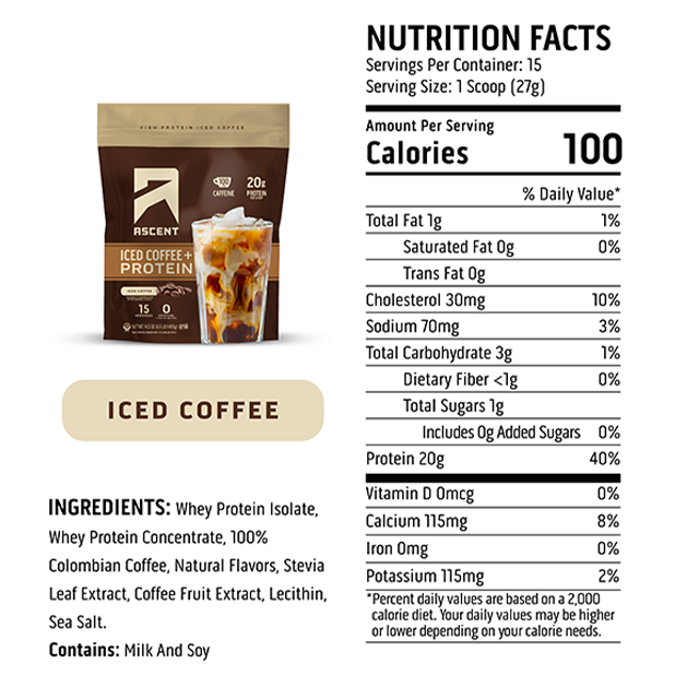 Load image into Gallery viewer, Ascent Iced Coffee + Protein nutrition facts panel
