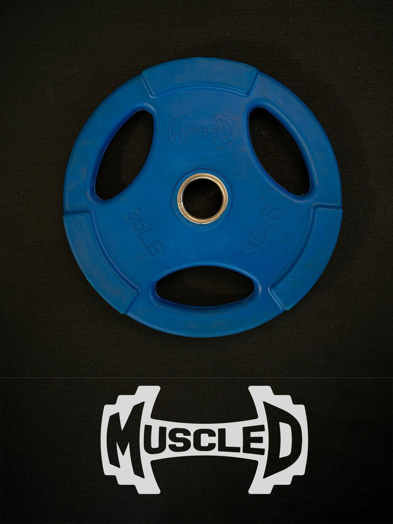 Load image into Gallery viewer, Muscle D Fitness - RUBBER COATED COLORED OLYMPIC PLATES: Rubber Plates, per Pair - Weights Pairs
