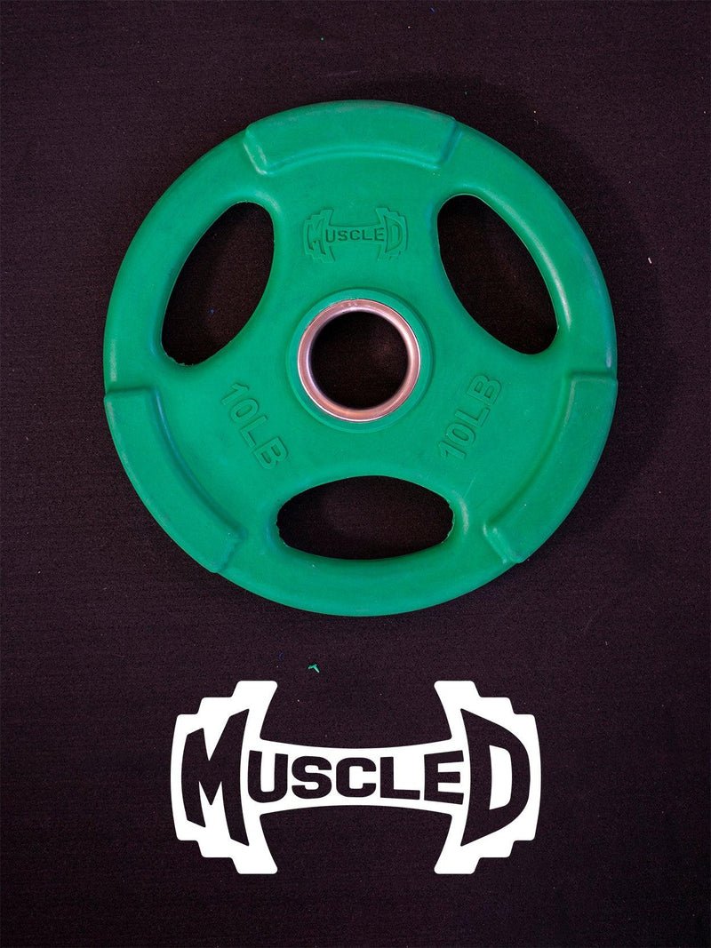Load image into Gallery viewer, Muscle D Fitness - RUBBER COATED COLORED OLYMPIC PLATES: Rubber Plates, per Pair - Weights Pairs
