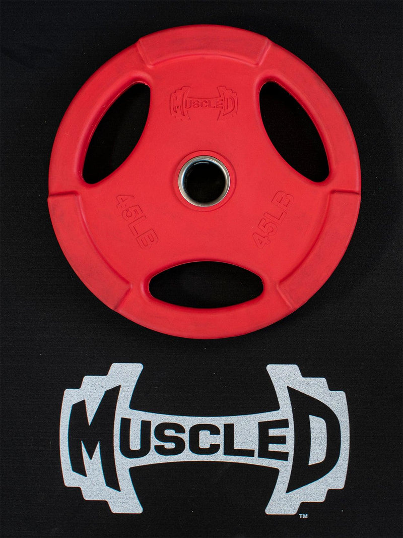 Load image into Gallery viewer, Muscle D Fitness - RUBBER COATED COLORED OLYMPIC PLATES: Rubber Plates, per Pair - Weights Pairs
