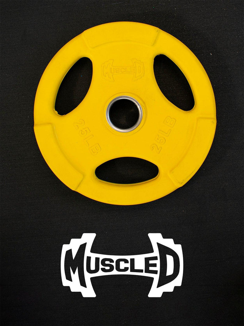 Load image into Gallery viewer, Muscle D Fitness - RUBBER COATED COLORED OLYMPIC PLATES: Rubber Plates, per Pair - Weights Pairs

