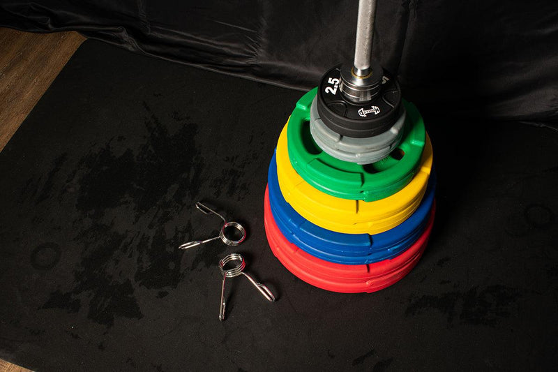 Load image into Gallery viewer, Muscle D Fitness - RUBBER COATED COLORED OLYMPIC PLATES: Rubber Plates, per Pair - Weights Pairs
