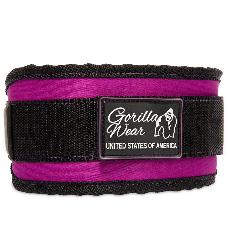 Load image into Gallery viewer, Gorilla Wear 4 Inch Women&#39;s Lifting Belt - Black/Purple
