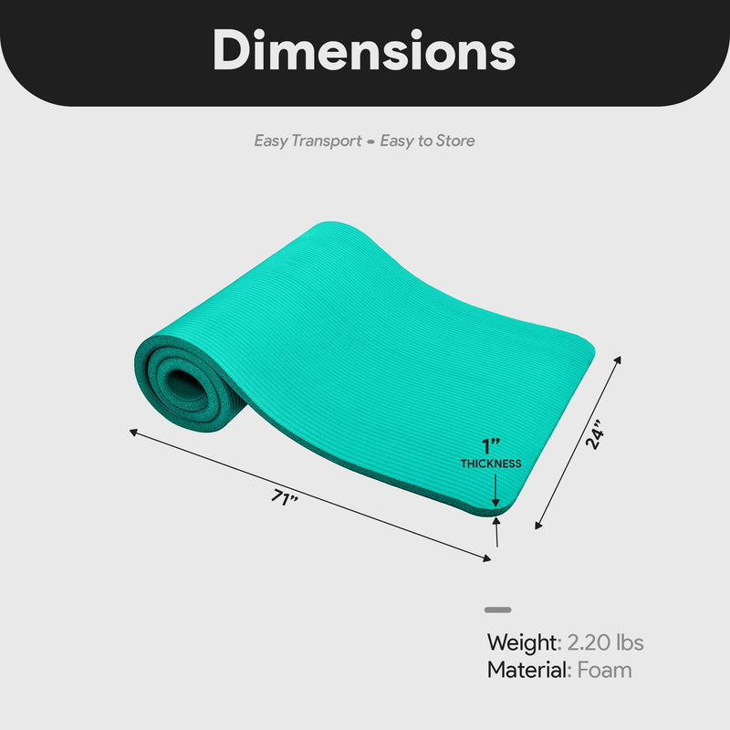Load image into Gallery viewer, BalanceFrom Fitness GoCloud 1&quot; Extra Thick Exercise Mat w/Carrying Strap, Green
