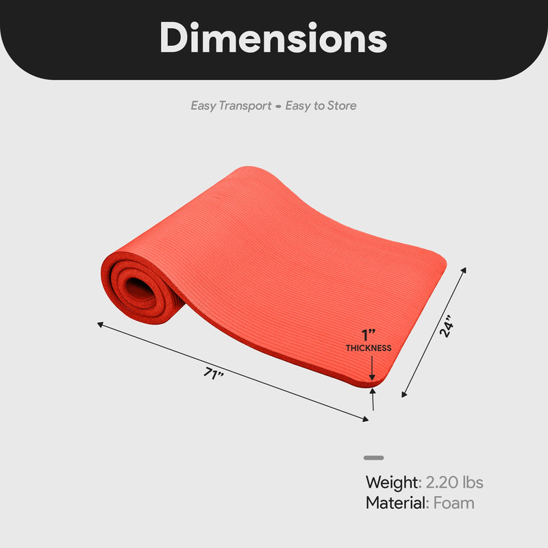 Load image into Gallery viewer, BalanceFrom Fitness GoCloud 1&quot; Extra Thick Exercise Mat w/Carrying Strap, Red
