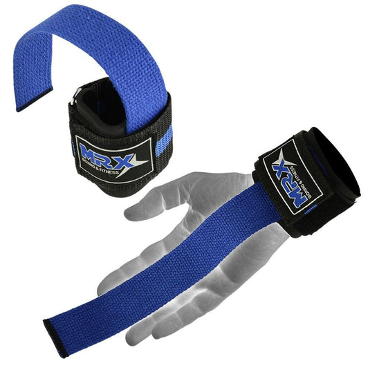 MRX - Weight Lifting Bar Straps With Wrist Support Wraps Heavy Duty Bodybuilding Workout Gym Padded Strap Pair