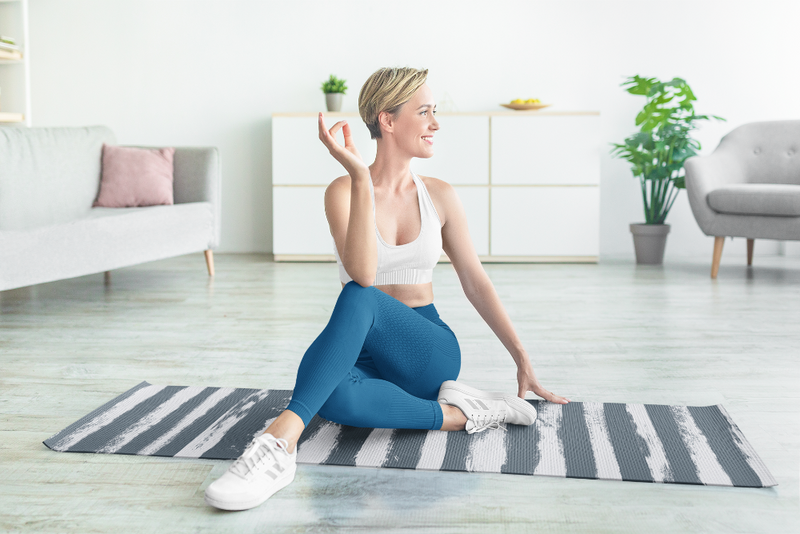 Load image into Gallery viewer, Yune Yoga - Yoga Mat | 6mm Thick | Blue Striped | Non-Slip | Eco Friendly | Yune Yoga | Fir
