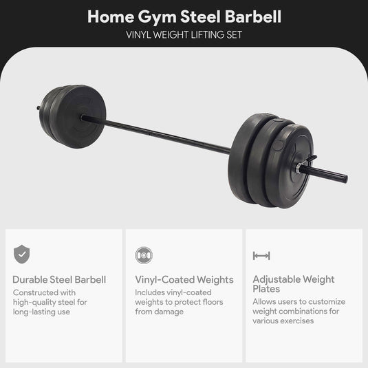 BalanceFrom Fitness - Home Gym Steel Barbell Vinyl Weight Lifting Set, 100 Pounds