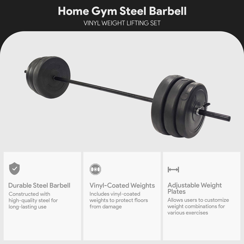 Load image into Gallery viewer, BalanceFrom Fitness Home Gym Steel Barbell Vinyl Weight Lifting Set, 100 Pounds
