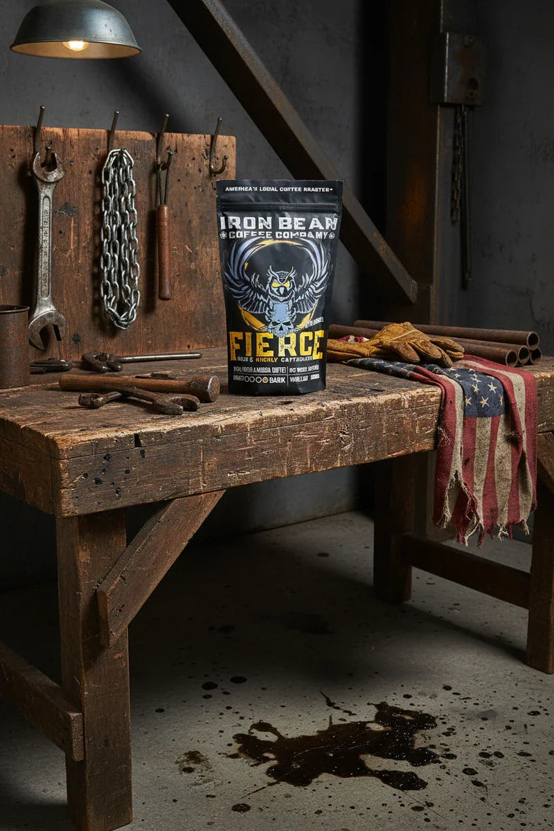 Load image into Gallery viewer, Iron Bean Coffee Company - Fierce Highly Caffeinated Dark Roast
