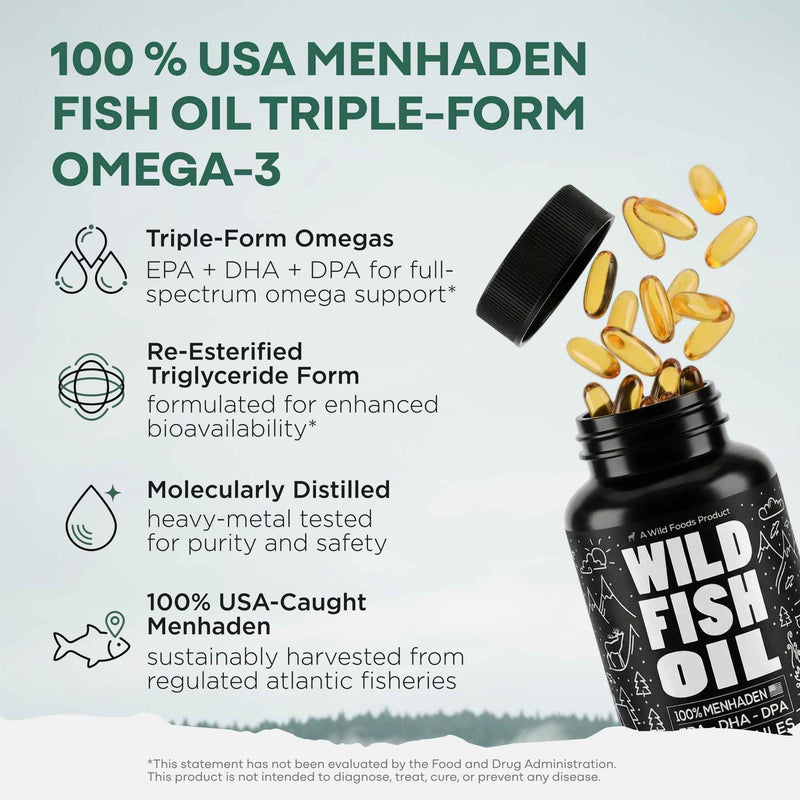 Load image into Gallery viewer, Wild Foods - Fish Oil Capsules, Omega-3 Blend - Vitamins &amp; Supplements
