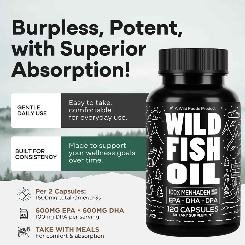 Load image into Gallery viewer, Wild Foods - Fish Oil Capsules, Omega-3 Blend - Vitamins &amp; Supplements
