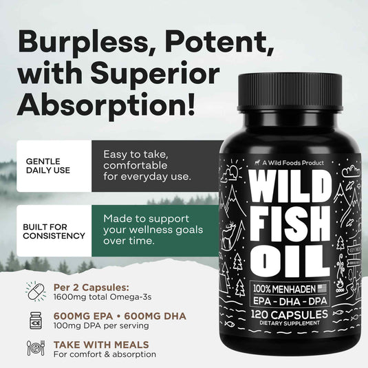 Wild Foods - Fish Oil Capsules, Omega-3 Blend - Vitamins & Supplements