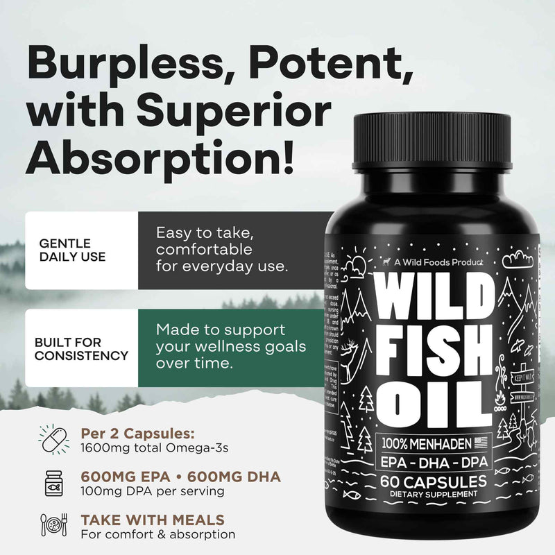 Load image into Gallery viewer, Wild Foods - Fish Oil Capsules, Omega-3 Blend - Vitamins &amp; Supplements
