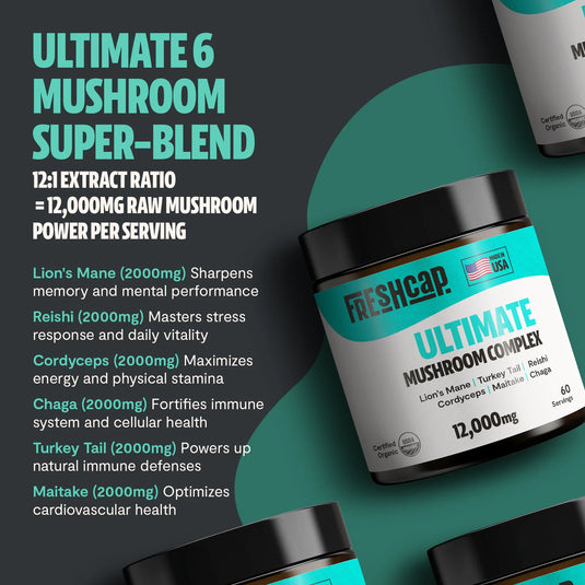 FreshCap Mushrooms - Organic Mushroom Extract Powder Blend