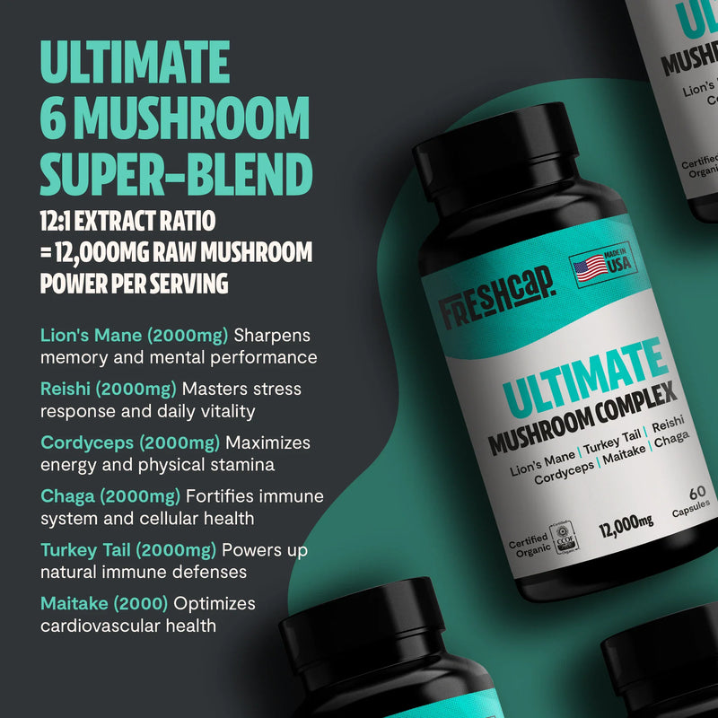 Load image into Gallery viewer, FreshCap Mushrooms - Organic Mushroom Complex Supplement Capsules
