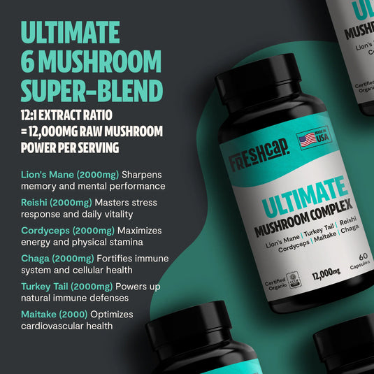 FreshCap Mushrooms - Organic Mushroom Complex Supplement Capsules