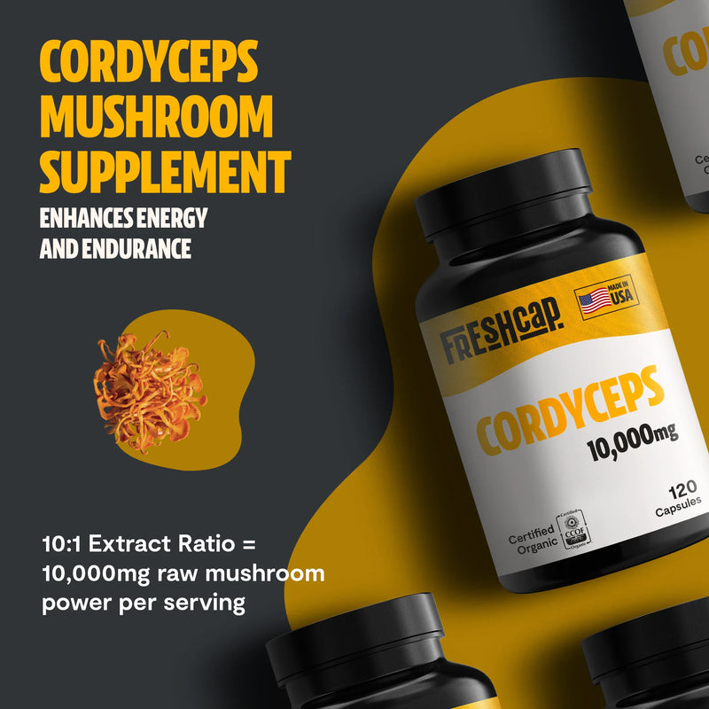 Load image into Gallery viewer, FreshCap Mushrooms - Organic Cordyceps Mushroom Supplement Capsules
