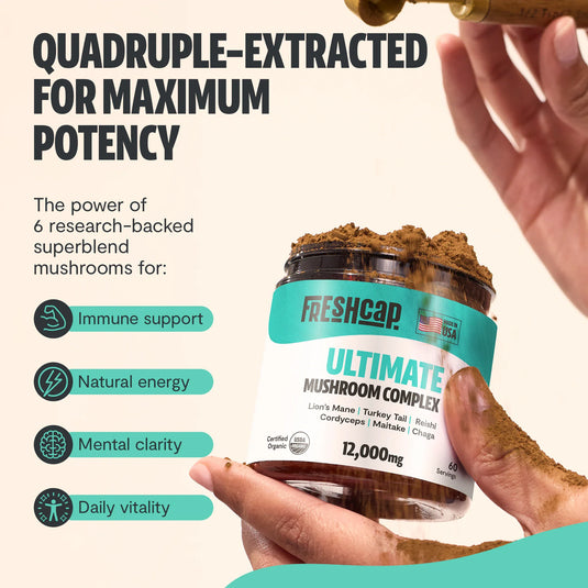 FreshCap Mushrooms - Organic Mushroom Extract Powder Blend