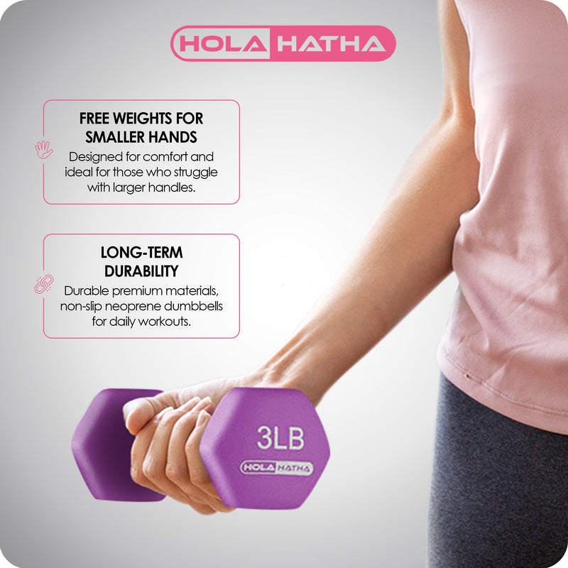 Load image into Gallery viewer, HolaHatha Dumbbell Hand Weights Set &amp; Rack for Home Workout, 76 Lbs, Multicolor
